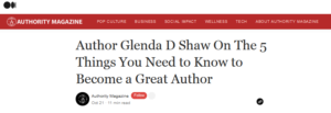Glenda D Shaw "On The 5 Things You Need to Know to Become a Great Author"